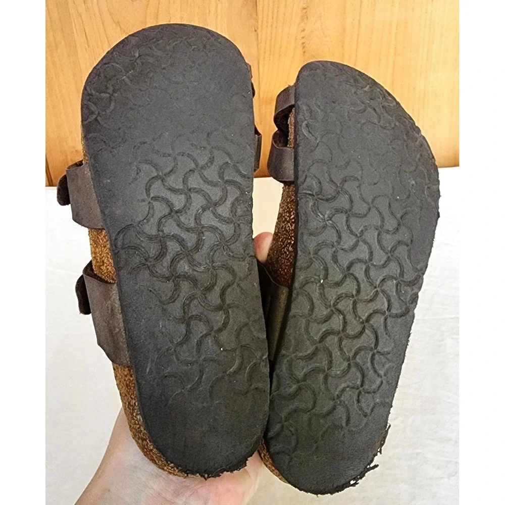 Birkenstock EU 32 Big Kids Youth US 1 to 1.5 Brown Leather Double Strap Sandals‎